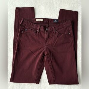 AG Adriano Goldschmied Cigarette Jeans in Burgundy